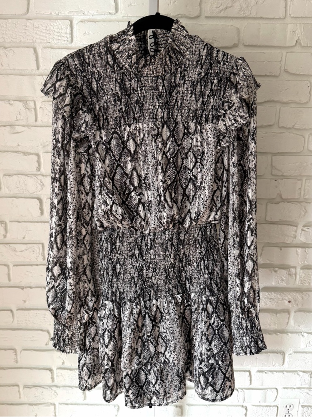 English Factory NWT Snake Print Smocked Ruffle Mini Dress XS
